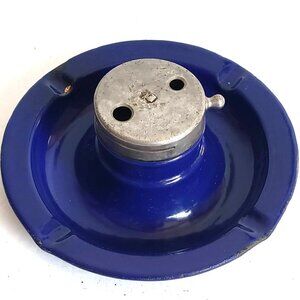 Vintage COBALT ENAMEL ASHTRAY Metal Blue Enamelware from Hungary